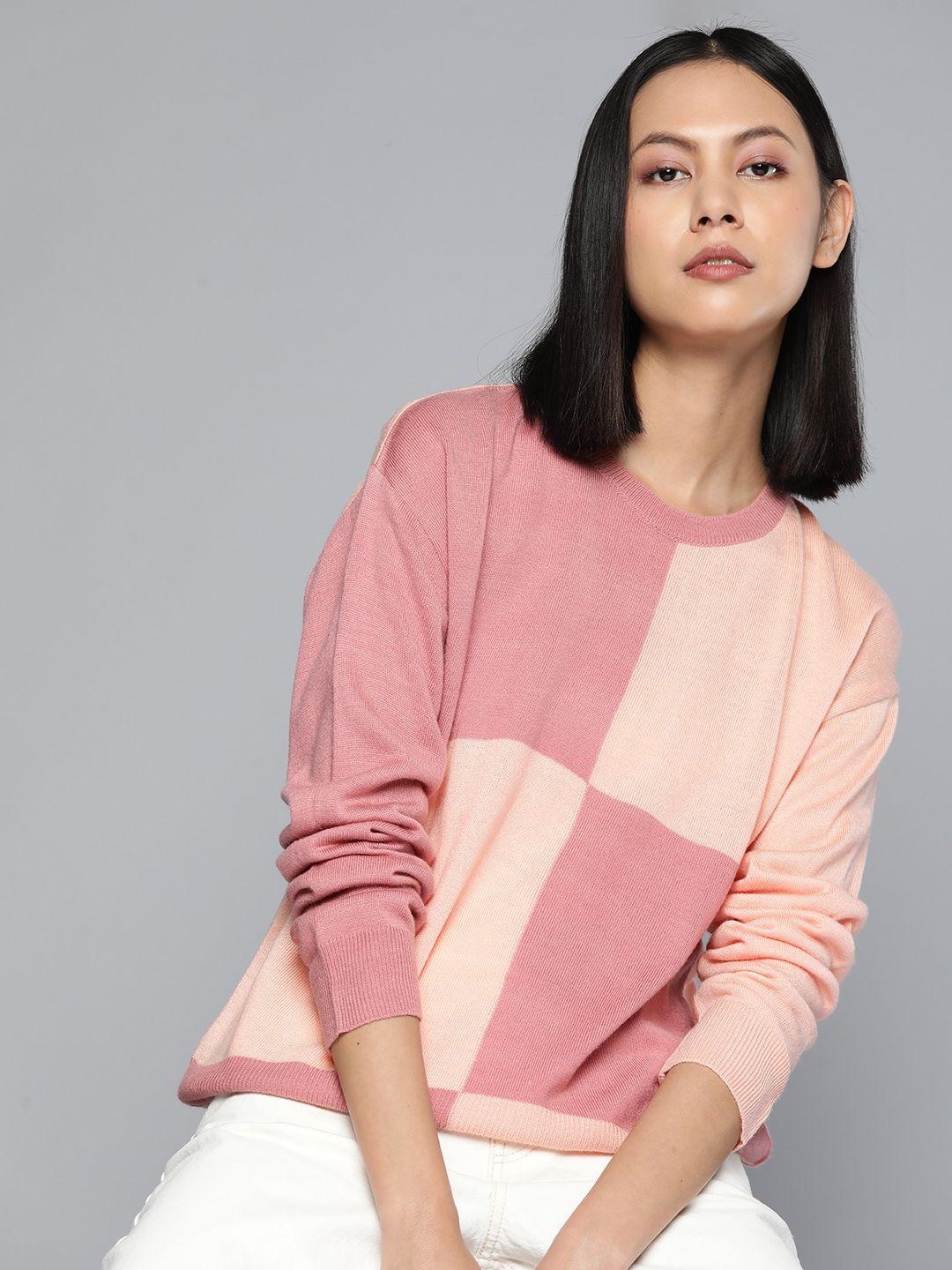 ether women acrylic colourblocked pullover