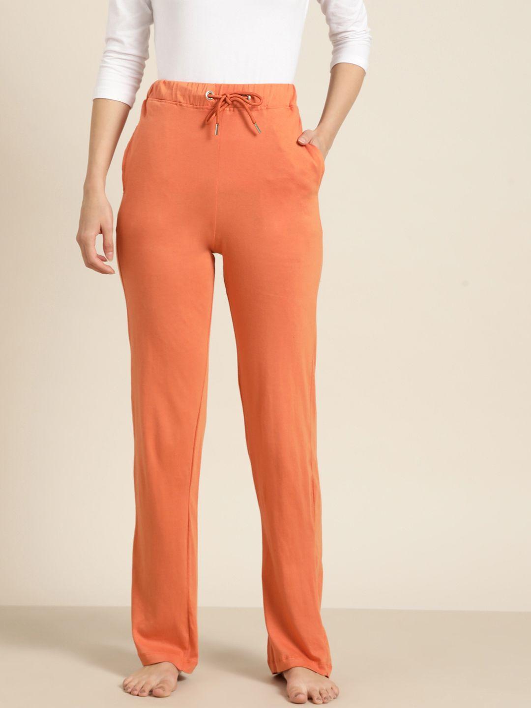 ether women coral solid track pants