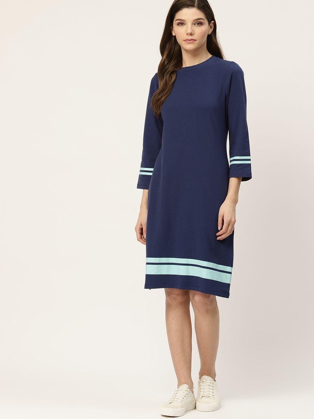 ether women navy blue solid t-shirt dress