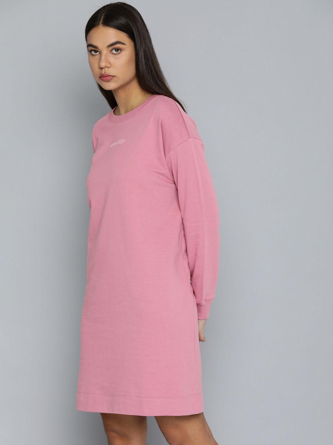 ether women pink printed jumper dress