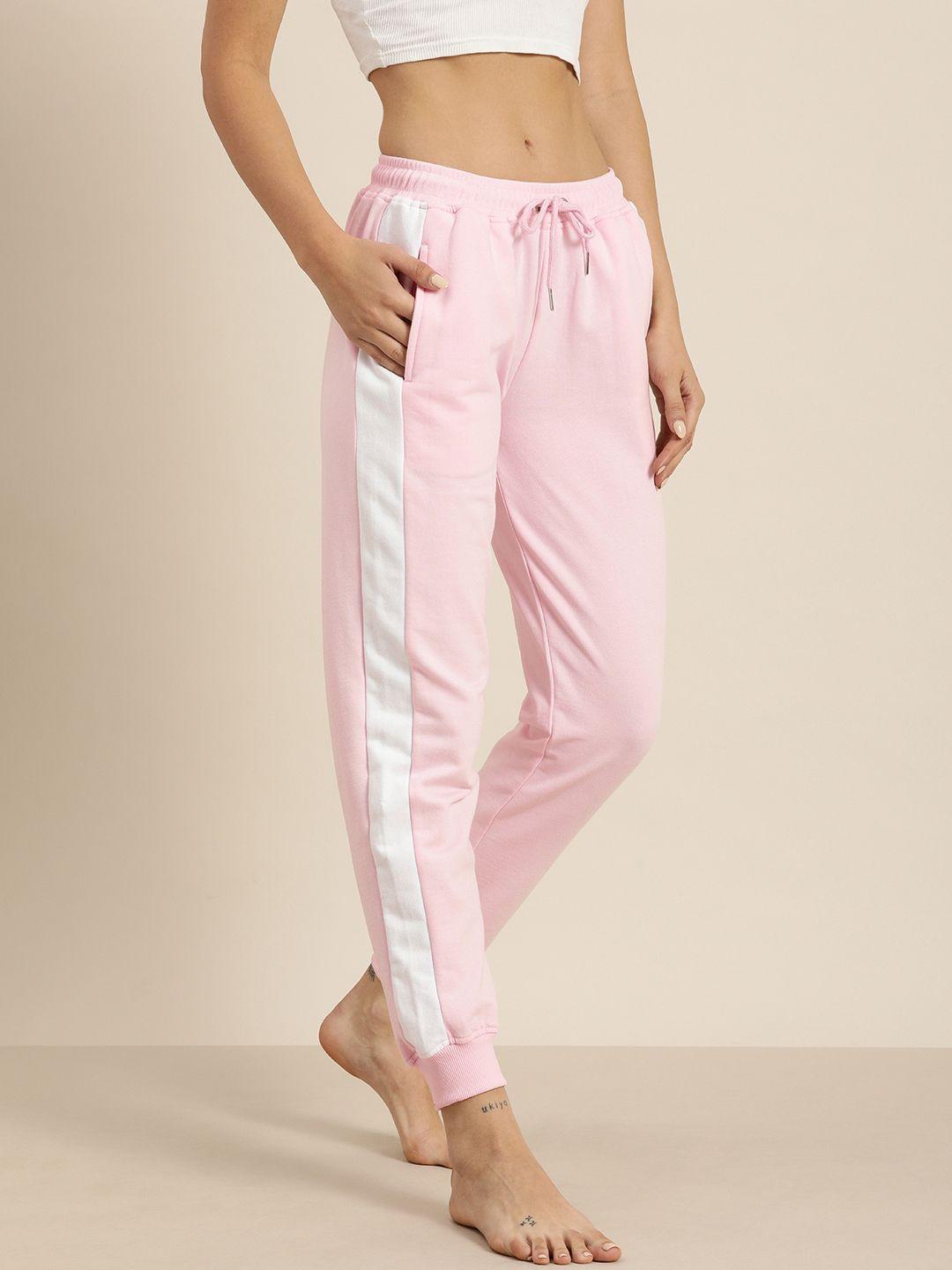 ether women pink side stripe joggers