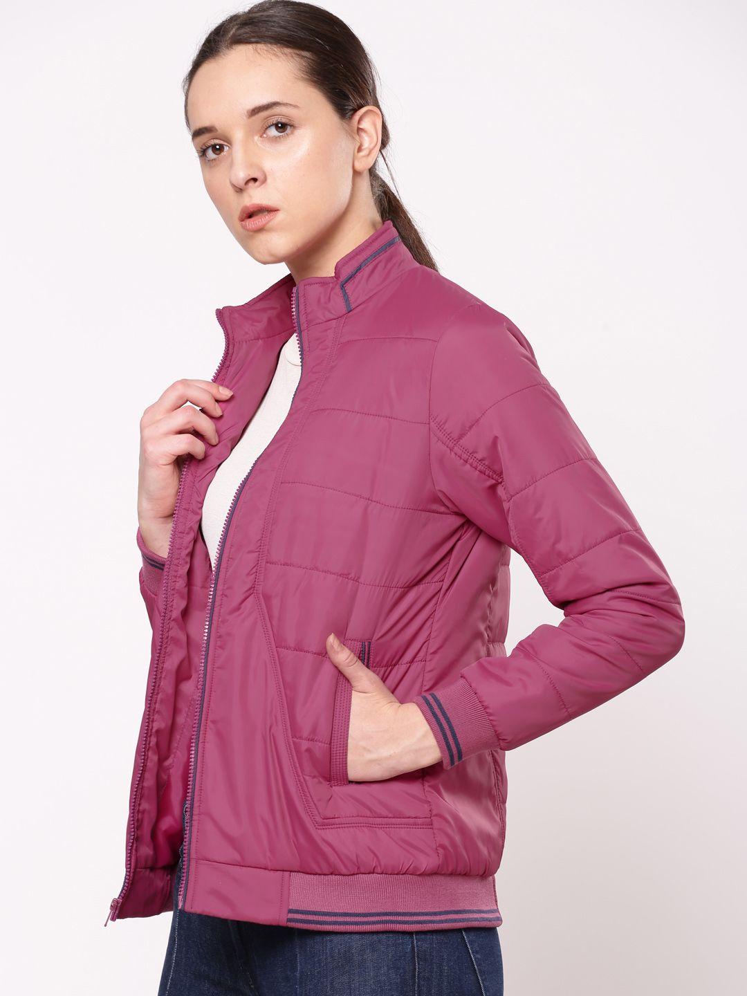 ether women pink solid bomber