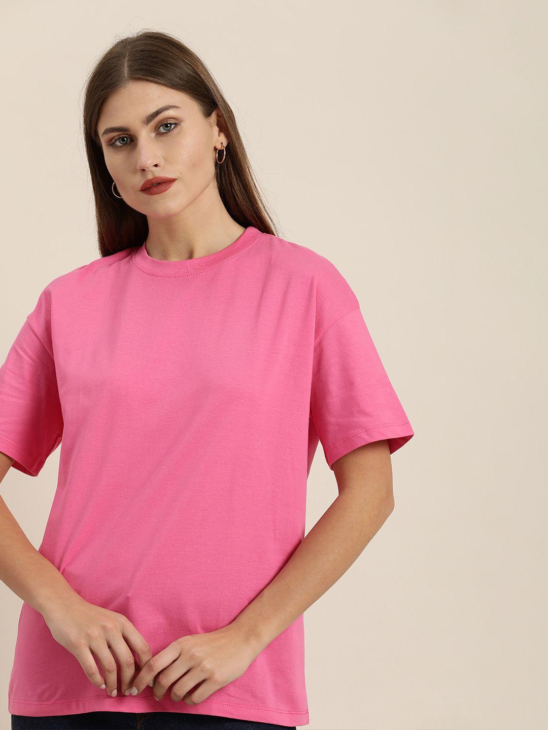 ether women pink solid extended sleeves t-shirt