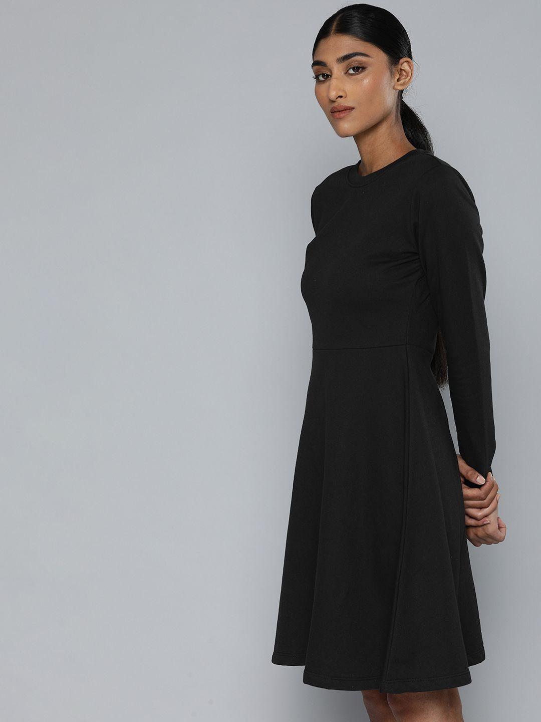 ether women solid a-line dress