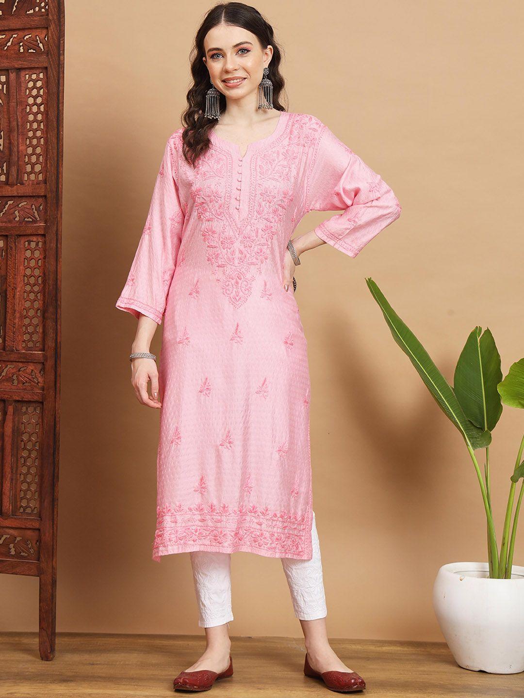 ethnava ethnic motifs embroidered jacquard straight kurta