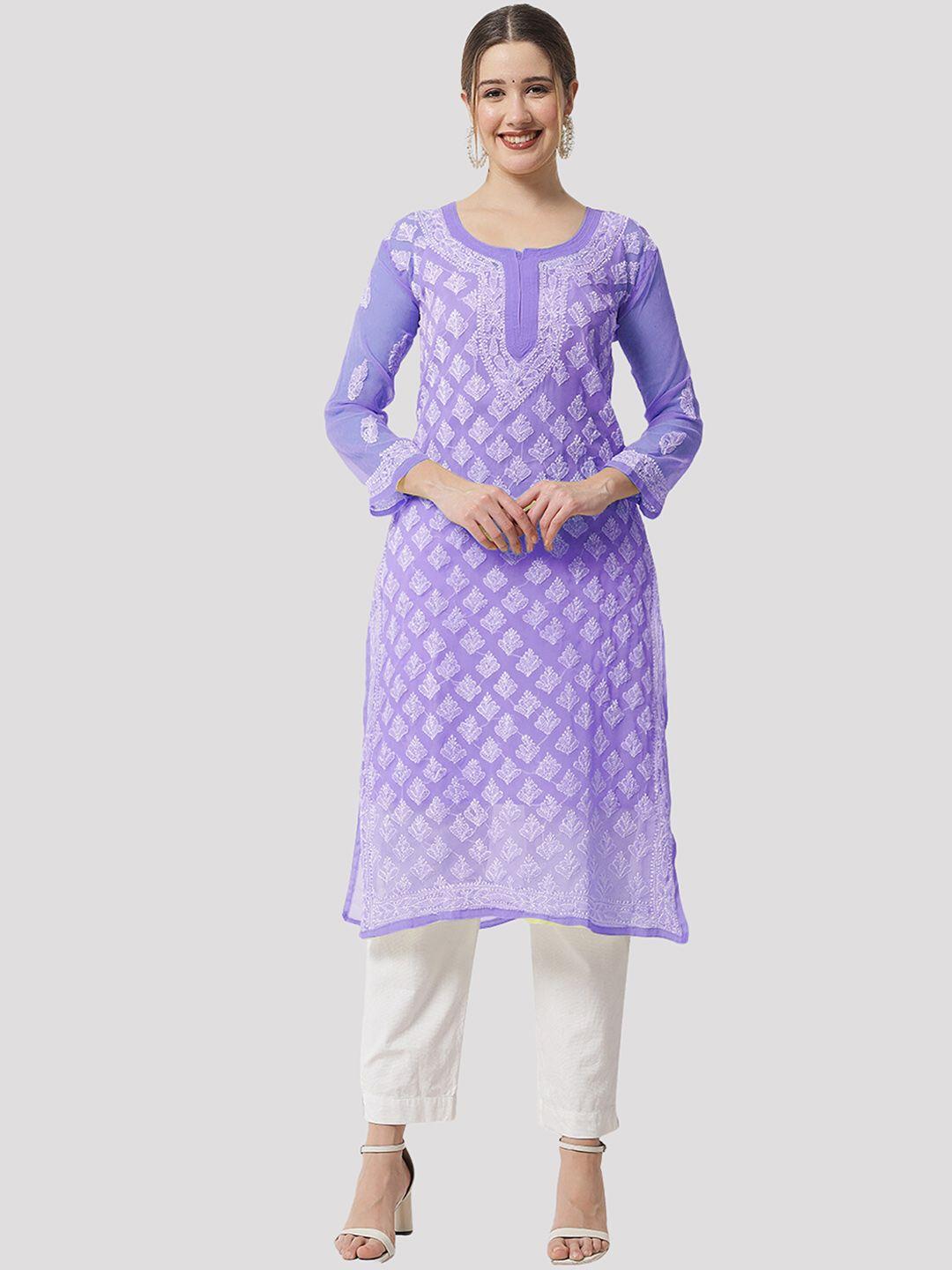 ethnava ethnic motifs embroidered kurta with slip