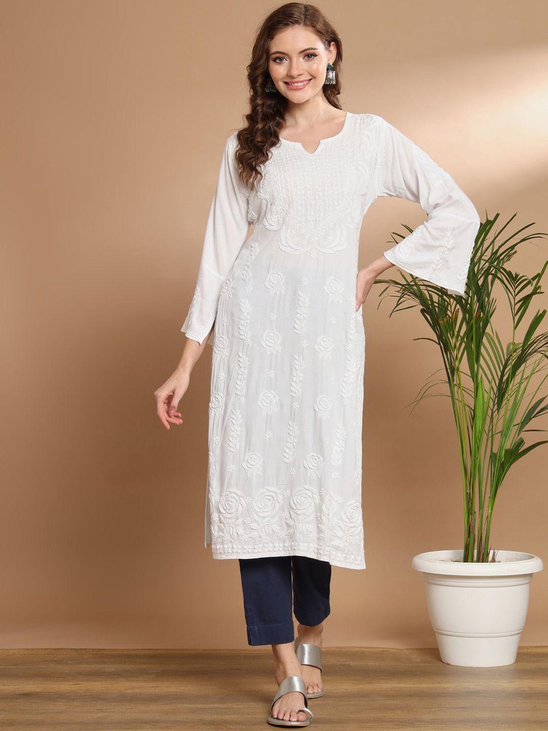 ethnava ethnic motifs embroidered modal straight kurta