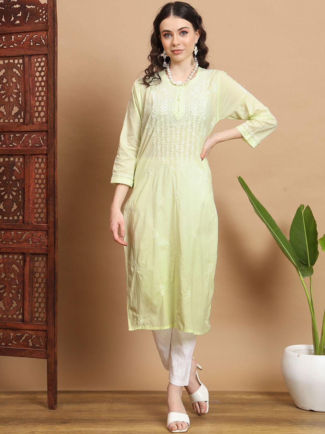 ethnava ethnic motifs embroidered thread work straight kurta