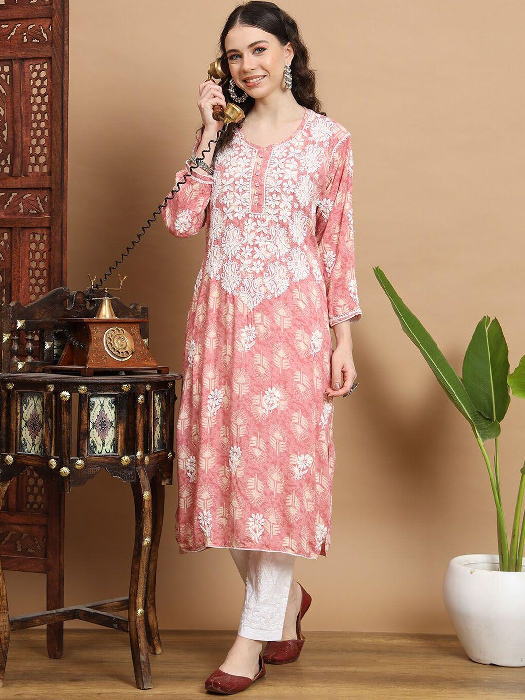 ethnava floral embroidered straight kurta