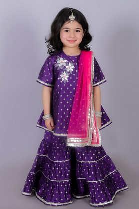 ethnic girls viscose kurta with sharara set - purple