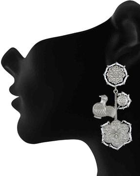 ethnic oxidised dangler earrings
