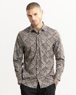 ethnic paisley print regular fit shirt