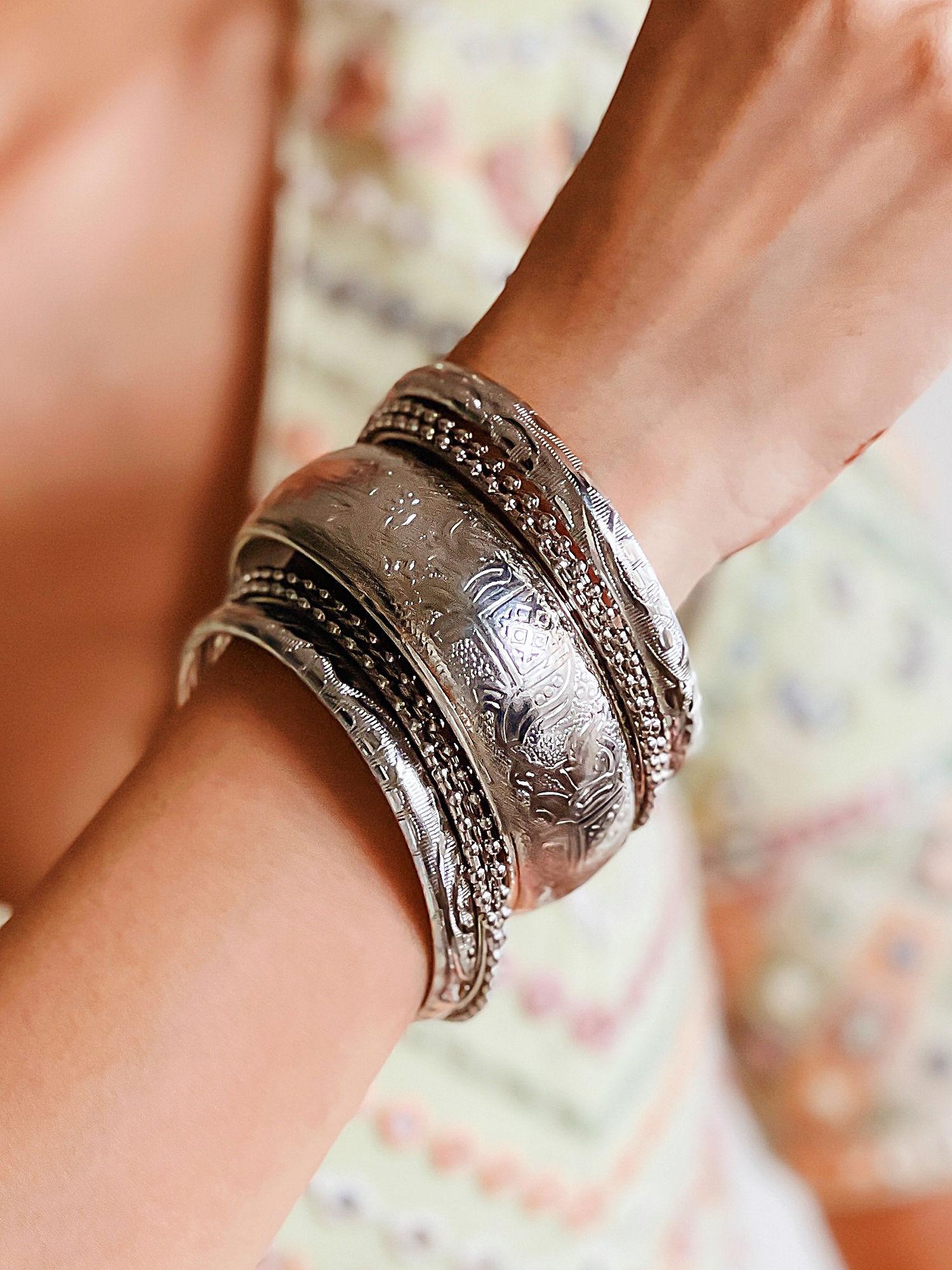 ethnic silver bangles