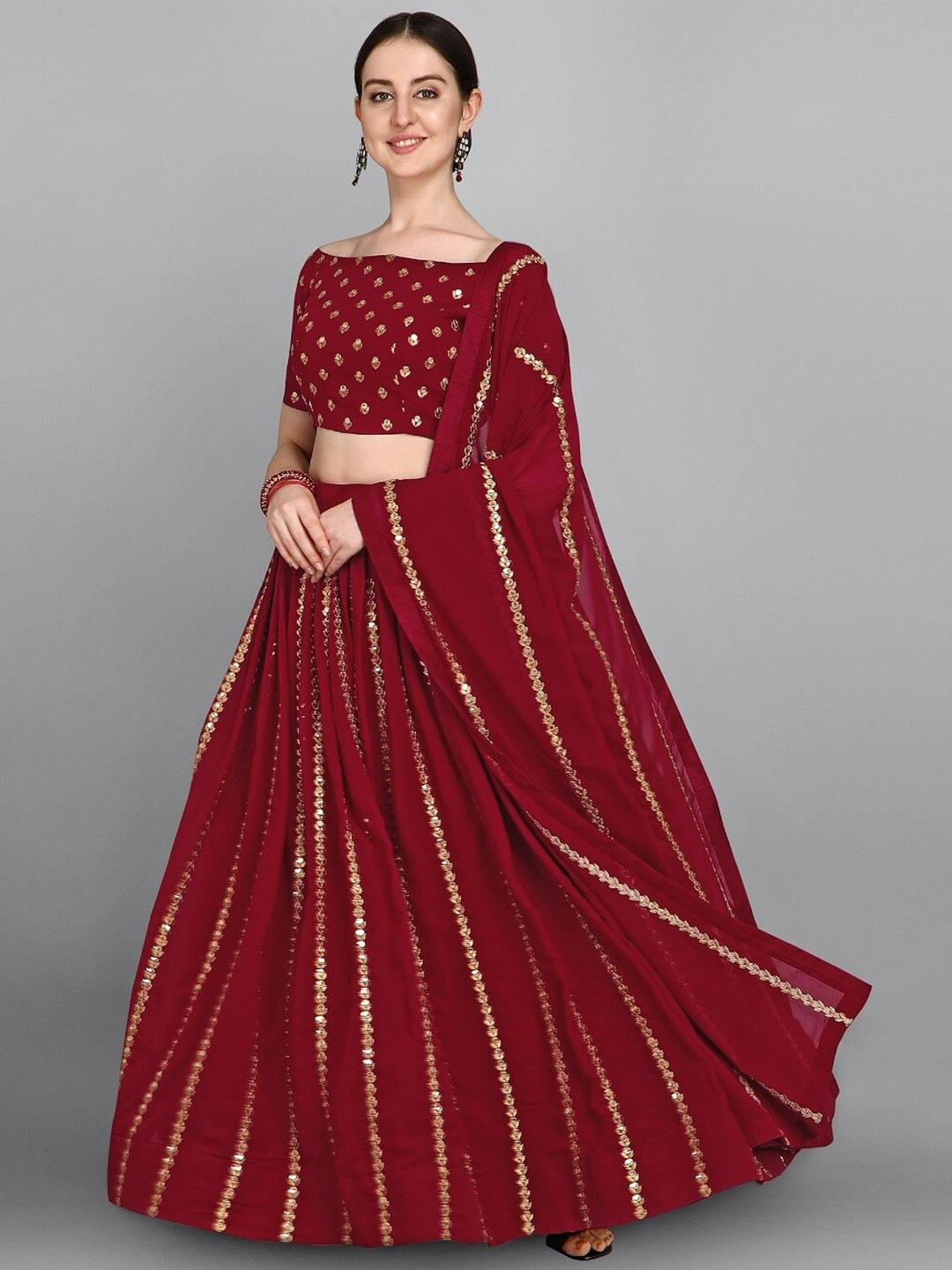 ethnic yard embellished semi-stitched lehenga & unstitched blouse with dupatta