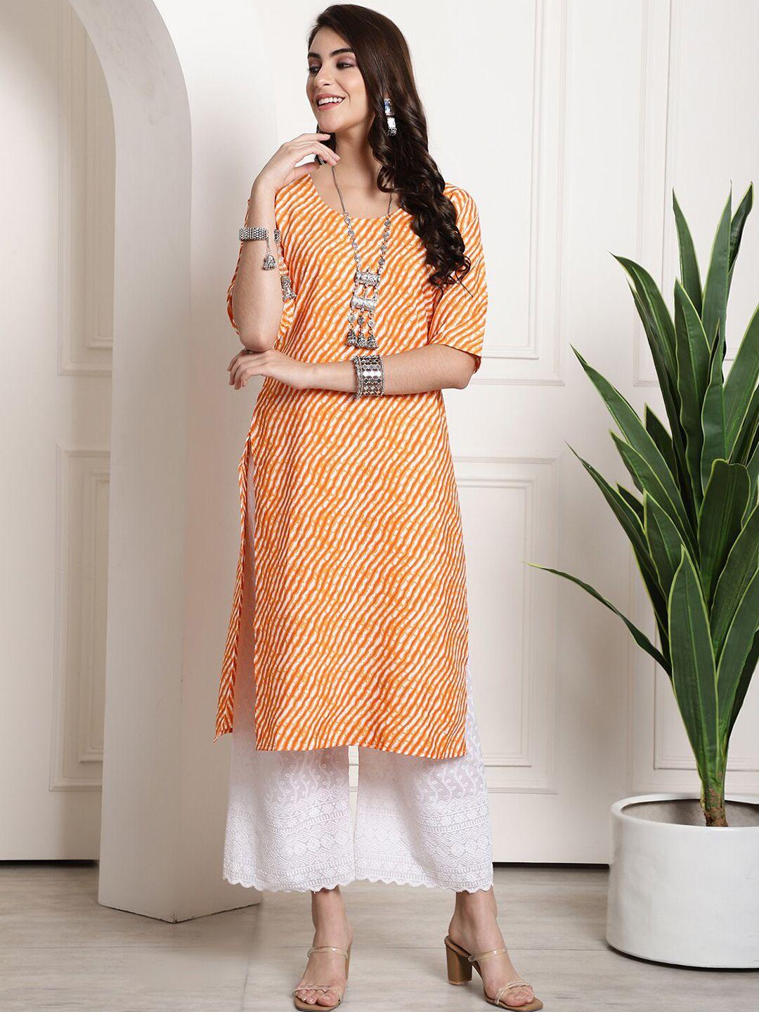 ethnic basket leheriya printed straight kurta