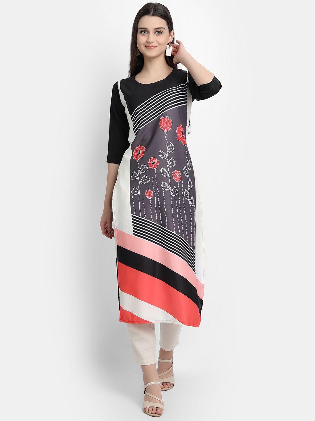 ethnic basket women black ethnic motifs printed crepe kurta