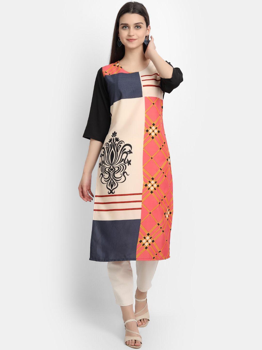 ethnic basket women multicoloured geometric printed crepe kurta