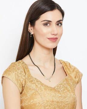 ethnic beaded mangalsutra with earrings
