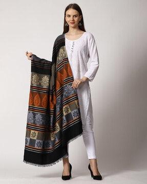 ethnic embroidered acrylic shawl