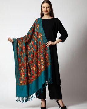 ethnic embroidery acrylic shawl