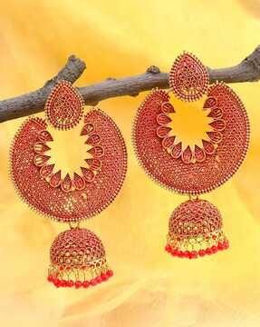 ethnic enamel jhumka earrings