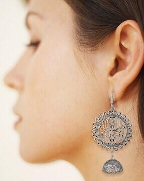 ethnic filigree jhumkas