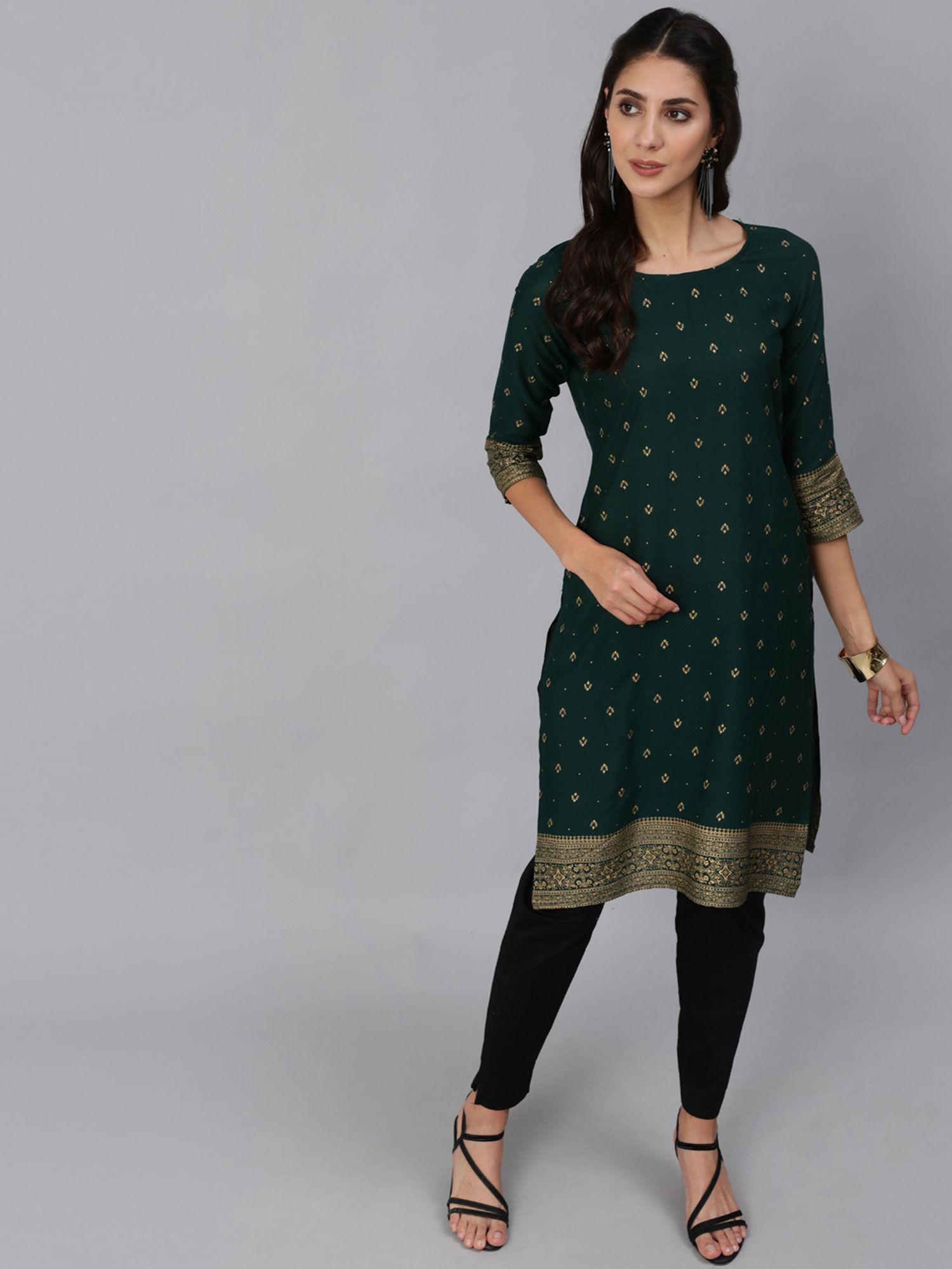 ethnic kurta green printed