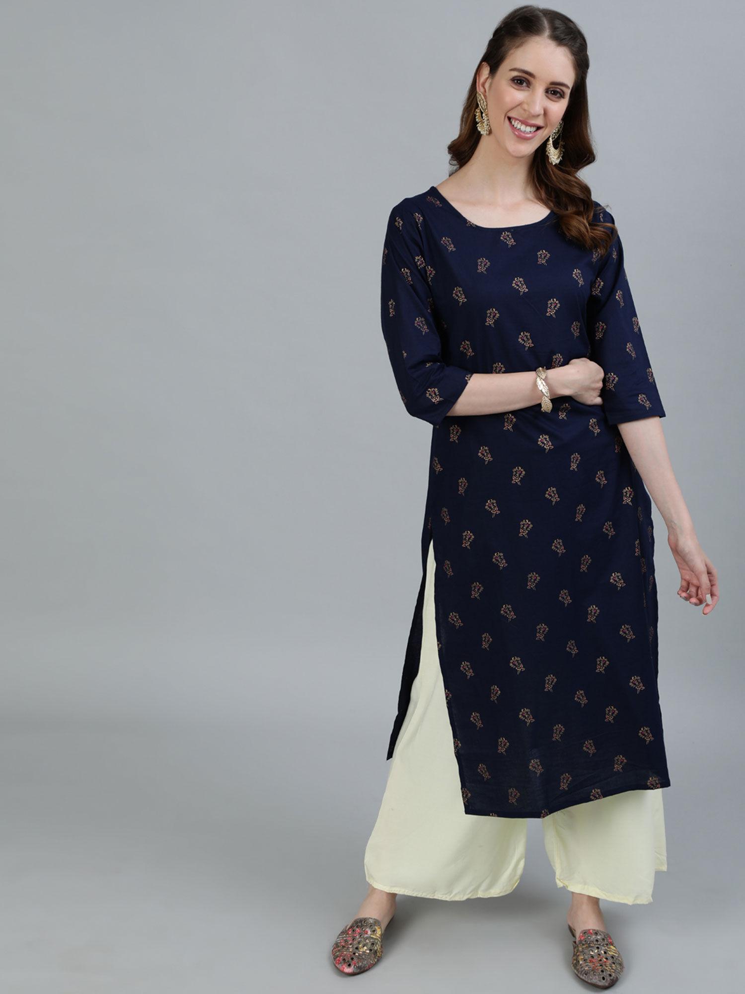 ethnic kurta navy blue printed