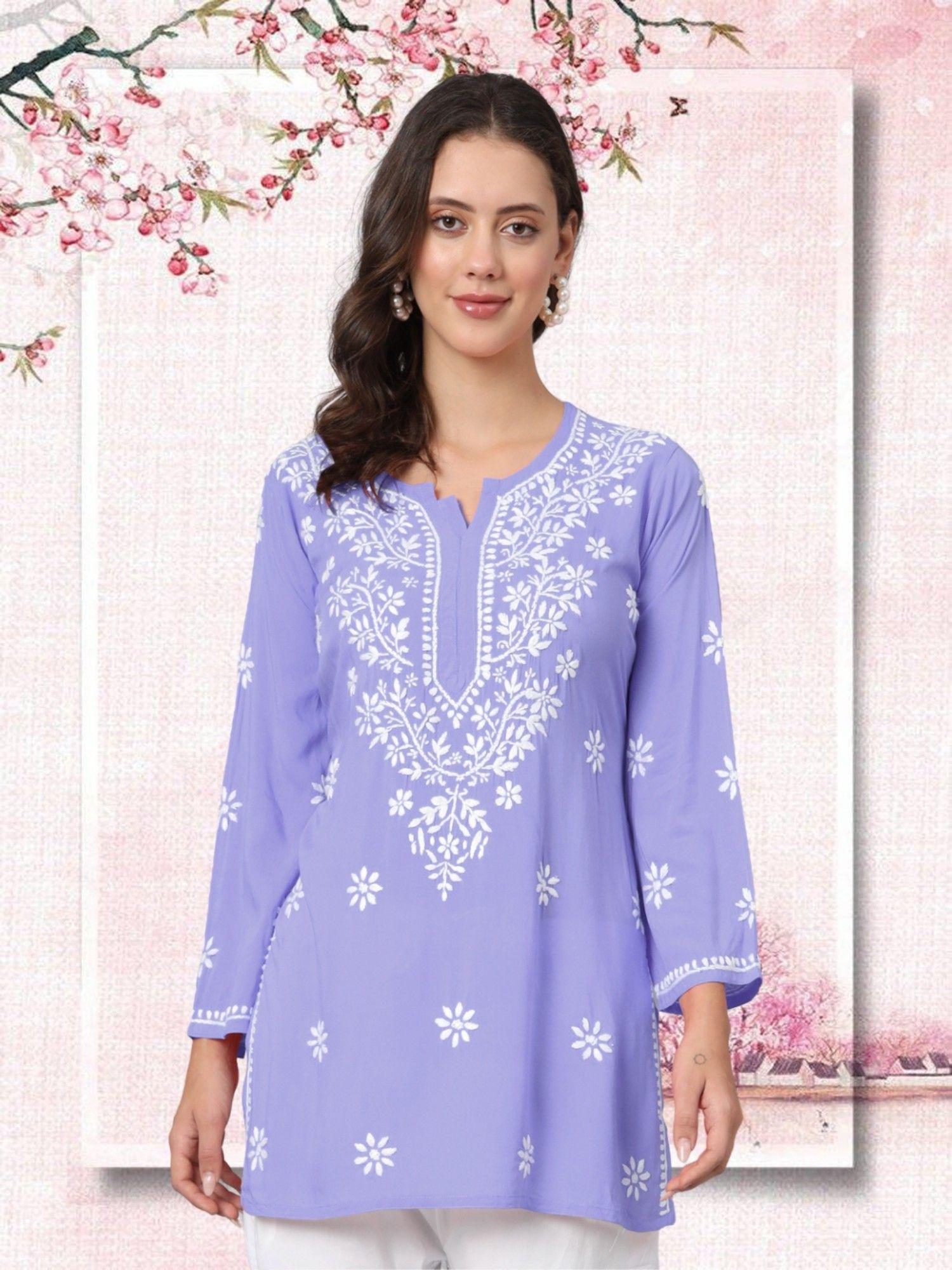 ethnic motifs embroidered chikankari modal chikankari kurti