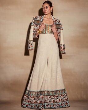 ethnic motifs front-open jacket