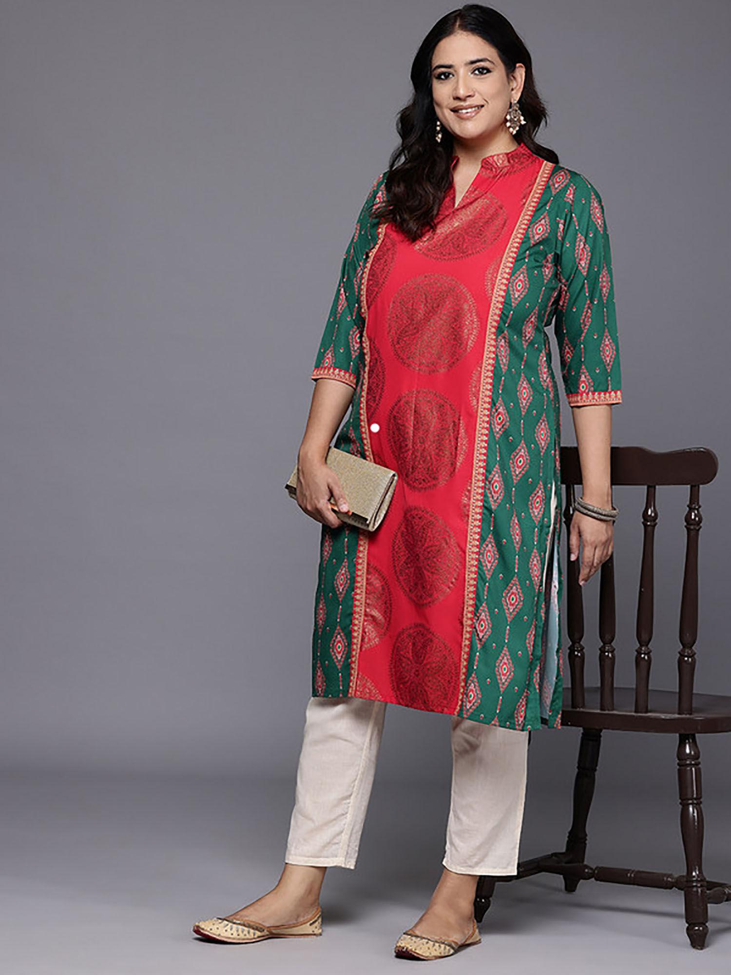 ethnic motifs printed crepe zari kurta