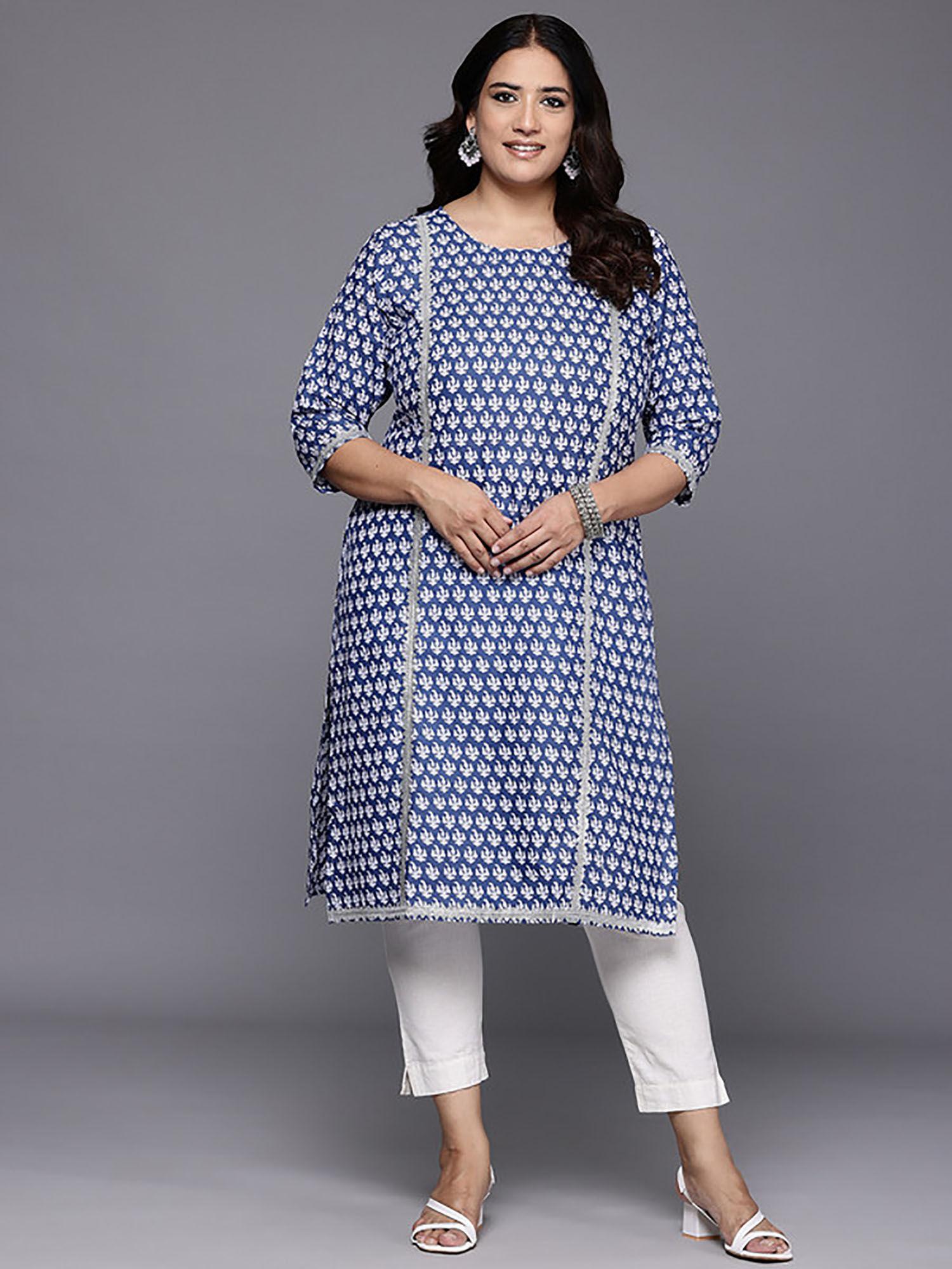 ethnic motifs printed gotta patti pure cotton kurta