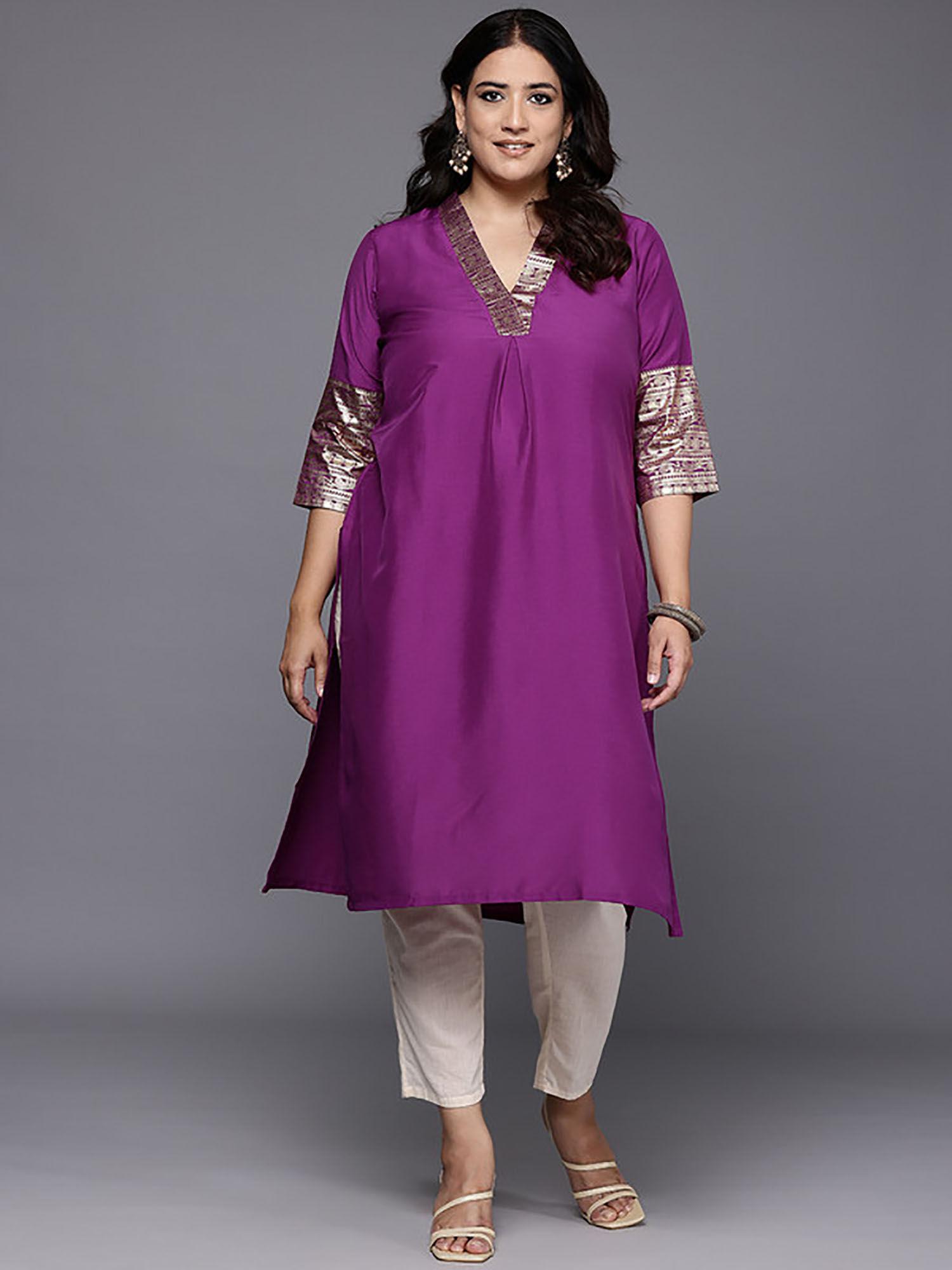 ethnic motifs solid plain kurta