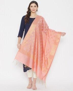 ethnic print dupatta with tassels