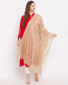 ethnic print dupatta with tassels