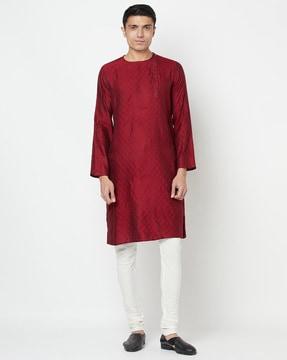 ethnic print round-neck kurta