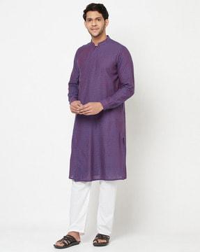 ethnic print round-neck kurta