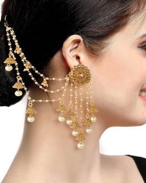 ethnic stone-studded drop earrings