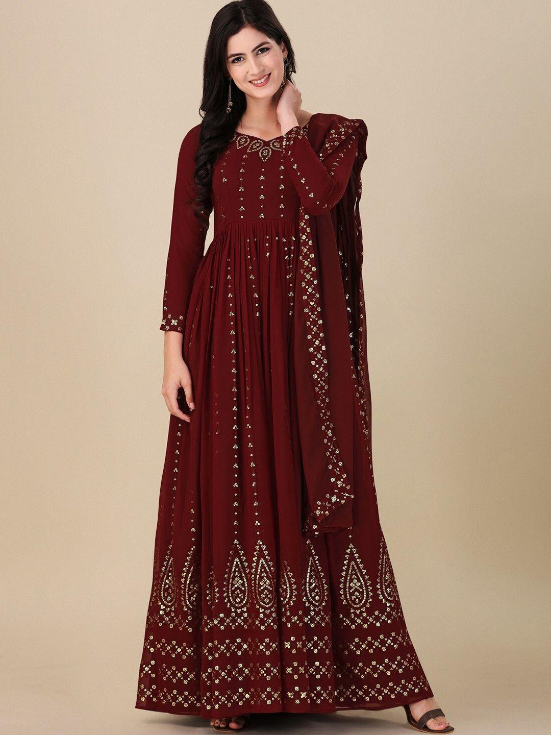 ethnic yard embroidered semi-stitched dress material