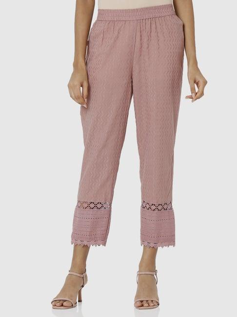 ethnicity pink cotton embroidered palazzos
