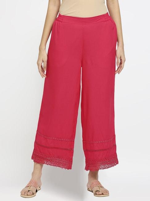 ethnicity pink embroidered palazzos
