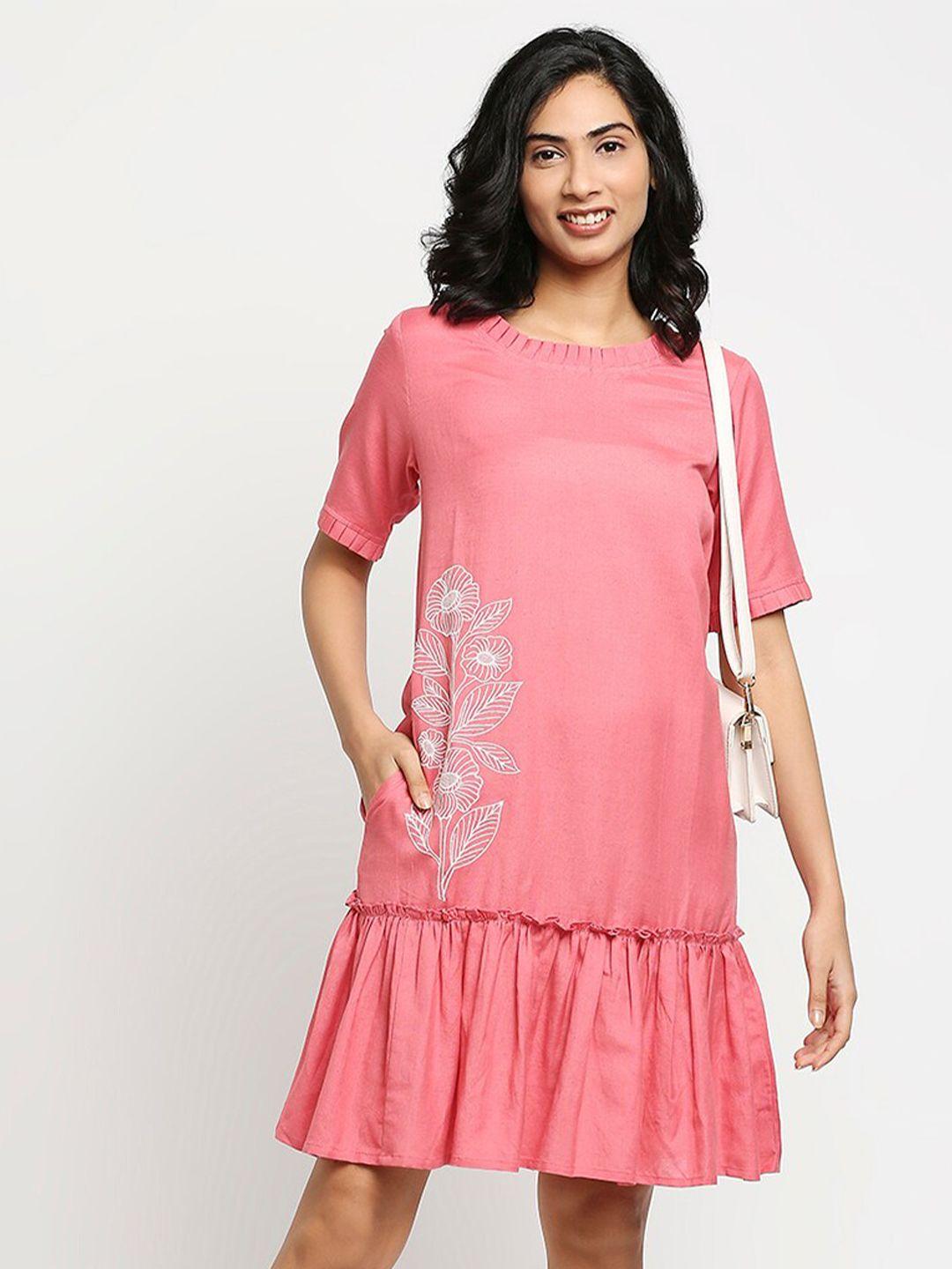 ethnicity pink ethnic drop-waist dress