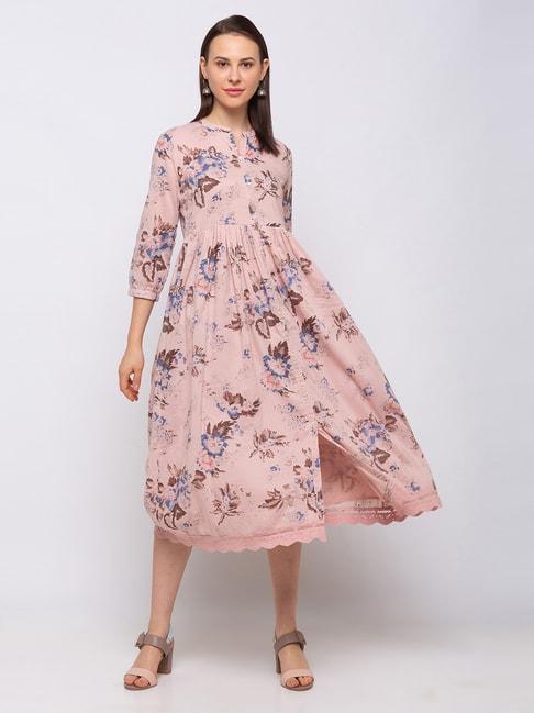 ethnicity pink printed maxi dress