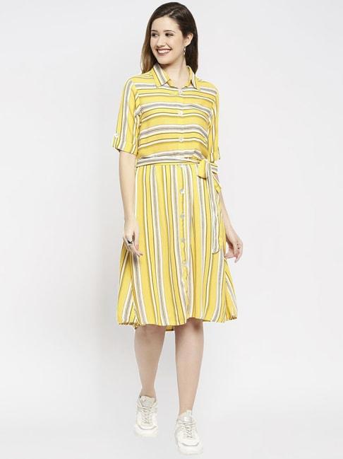 ethnicity yellow striped a-line dress dress