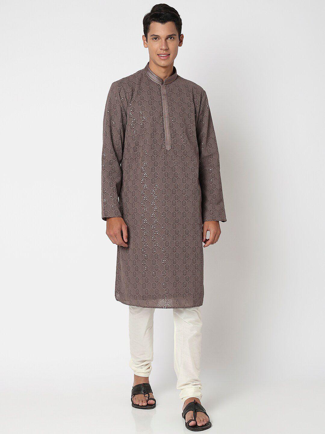 ethnicity men embroidered regular kurta with churidar