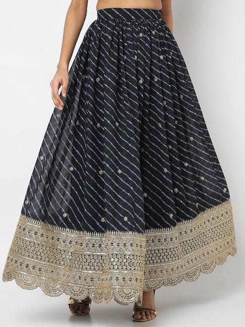 ethnicity navy embroidered skirt