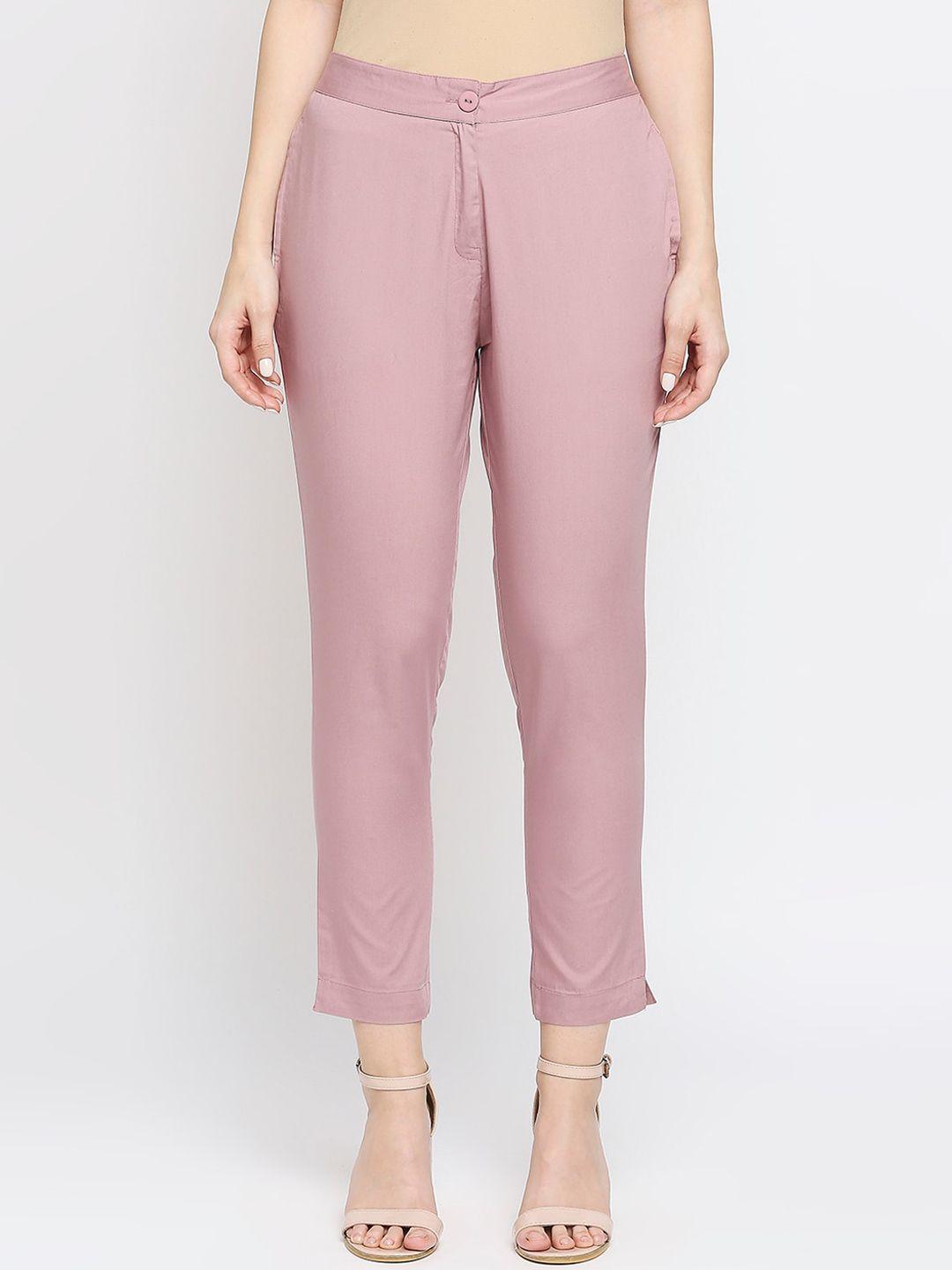 ethnicity women mauve slim fit trousers