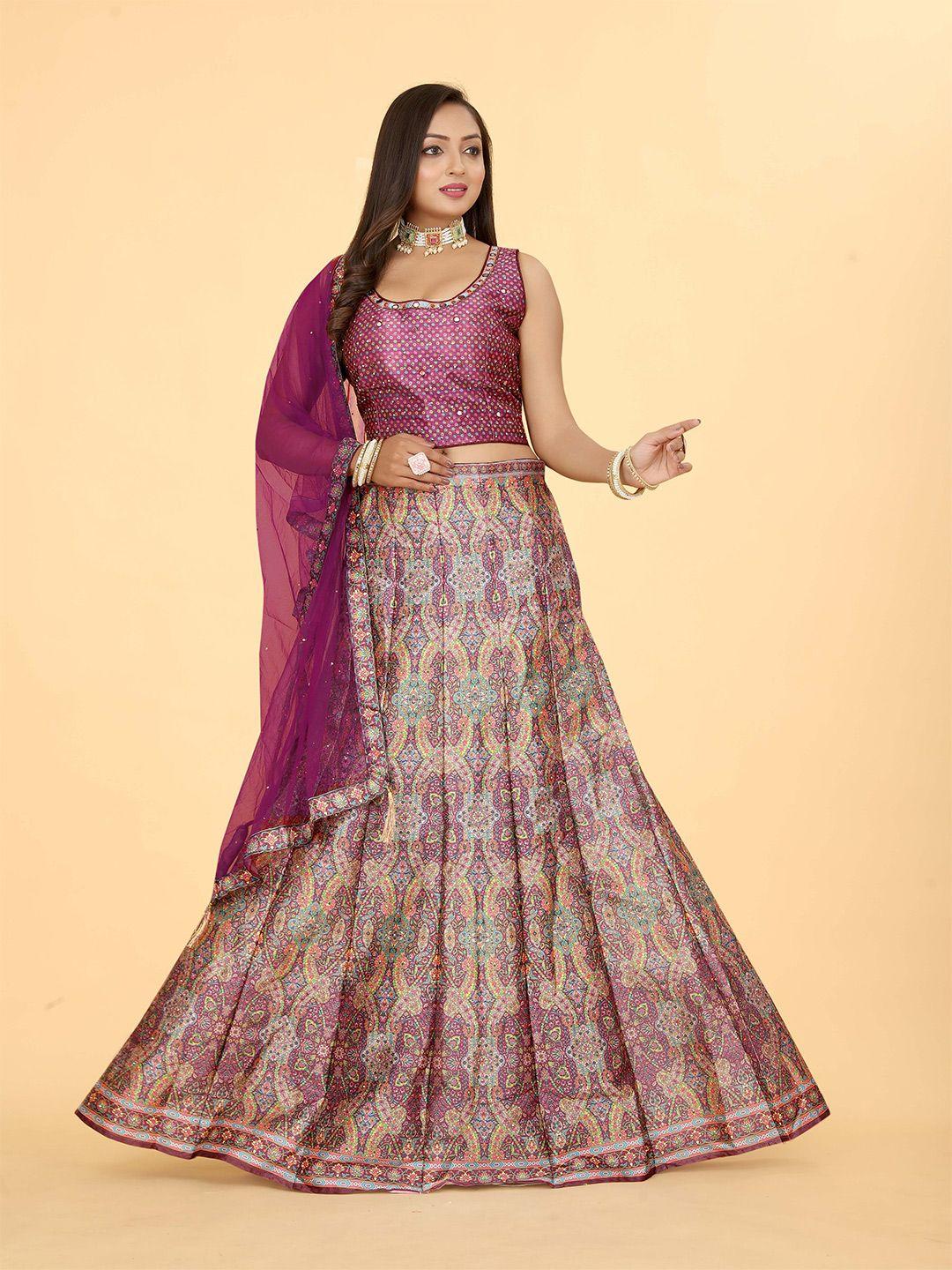 ethnictree ethnic motif woven design ready to wear lehenga & blouse with dupatta