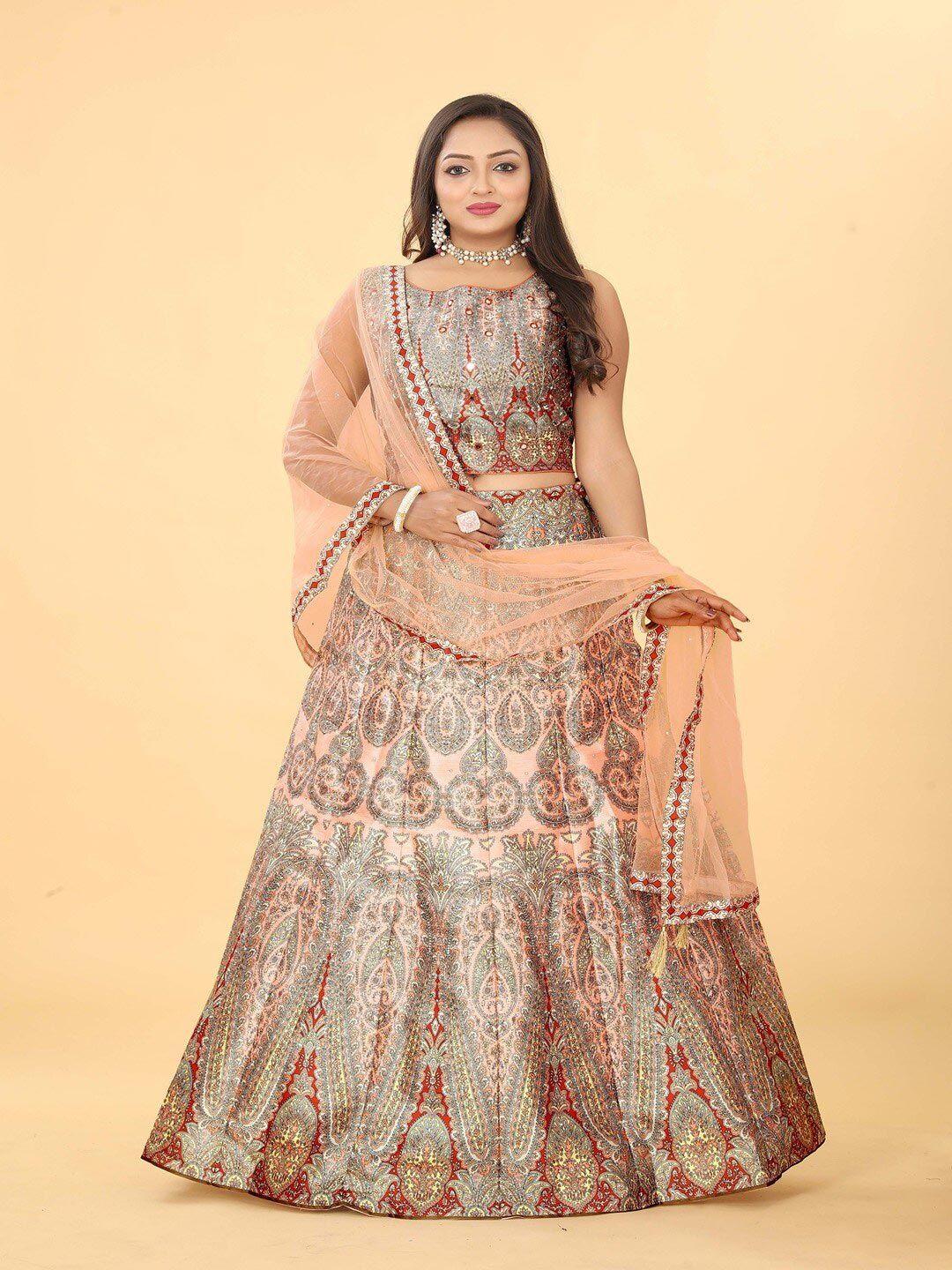 ethnictree ethnic motifs printed beads and stones ready to wear lehenga choli