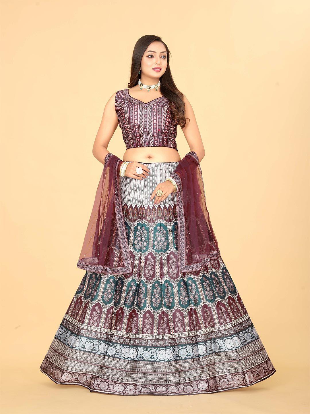 ethnictree ethnic motifs printed beads and stones ready to wear lehenga choli